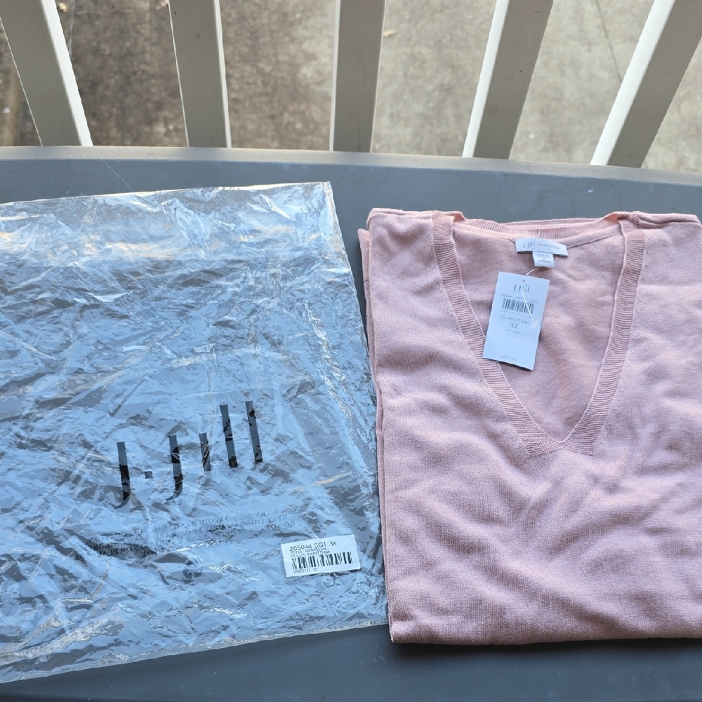 J. Jill Soft Pink V-Neck Blouse